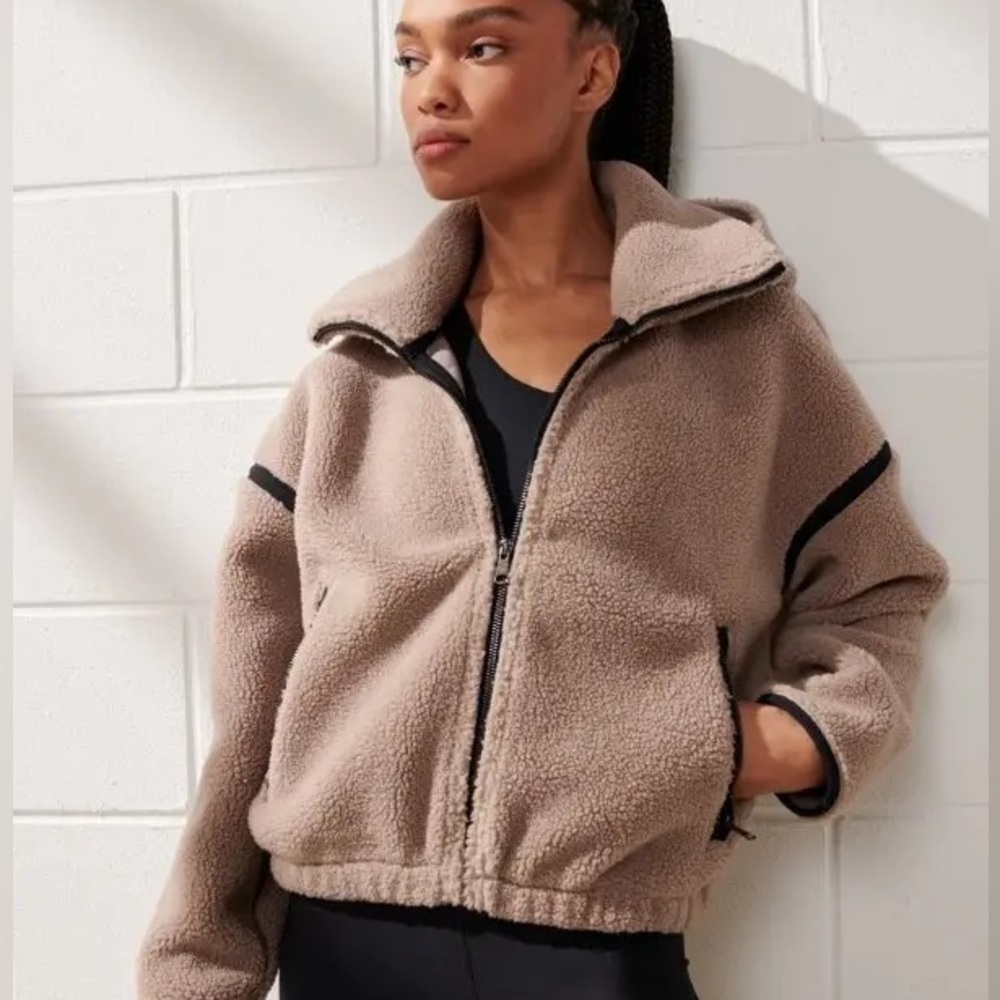 Beige Sherpa Zip-Up Jacket - Picture 2 of 8